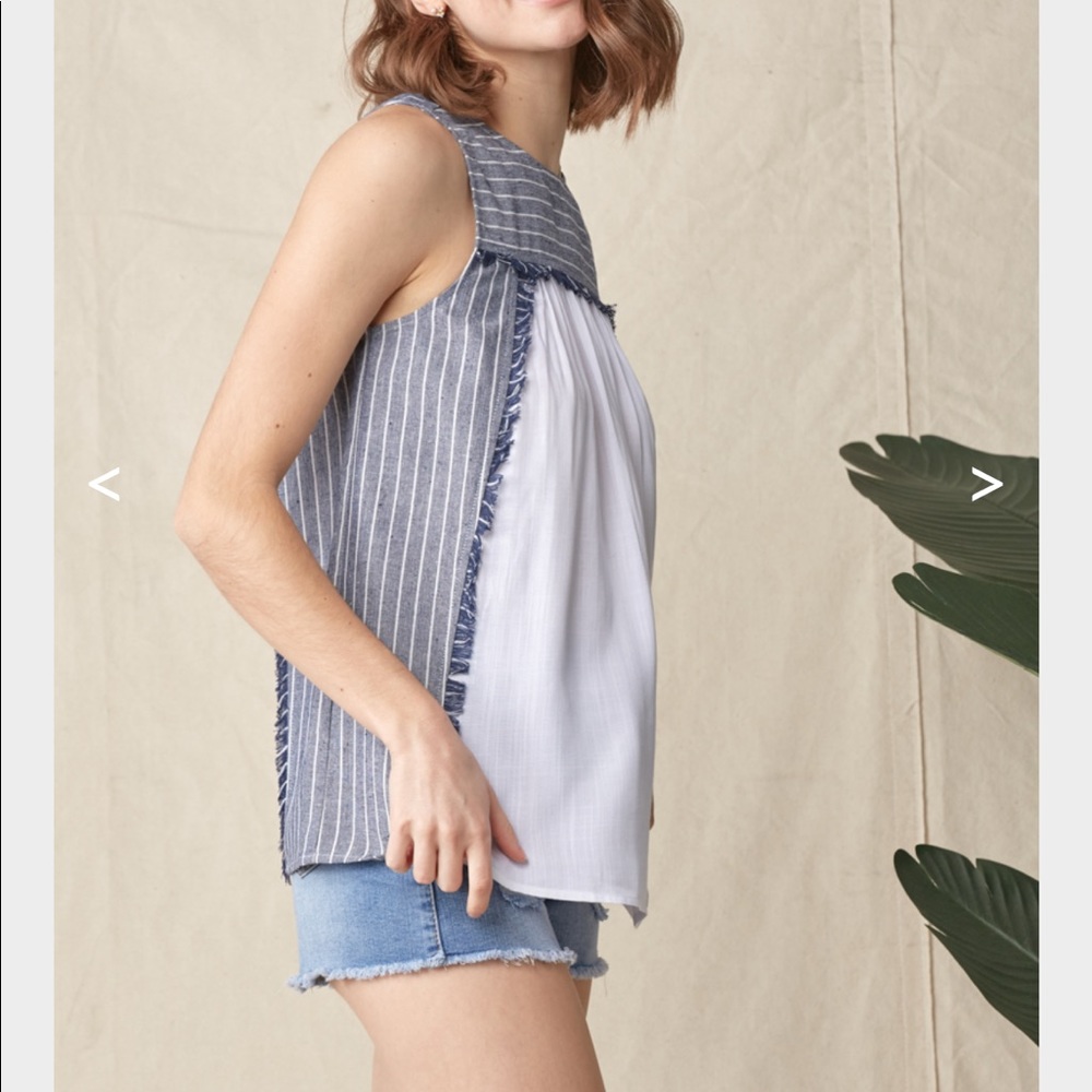NWT. Frayed Striped Top - Picture 2 of 4